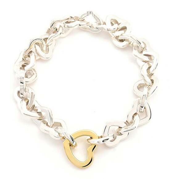 TIFFANY Authentic Gold Heart Charm Bracelet